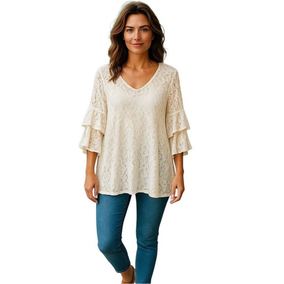 Fever Tops - Fever Women's XL Multicolor Lace Blouse with Detachable Shell